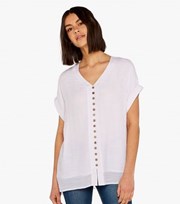 Apricot Cream Button Front Short Sleeve Top